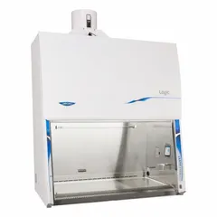 This Class II, Type B2 biosafety cabinet provides product and personnel protection for microbiological work. Constructed with stainless steel, it has an overall width of 54 3/8 inches and depth of 32 inches. Blower is not included; a base or stand is required but not supplied.