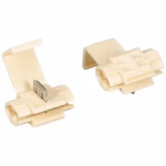 This double-port run tap wire connector from 3M is designed for splicing or tapping 12 AWG to 10 AWG solid or stranded copper wires. Rated for 32 V, it uses insulation displacement technology for quick connections in low-voltage applications such as telecommunications and control panels. The white connector accommodates a run size range of 12 AWG to 10 AWG.
