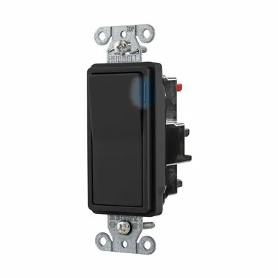 HUBBELL Wall Switch: Rocker Switch, Single Pole, Maintained, Black, 120/277V AC - Rocker Wall Switches