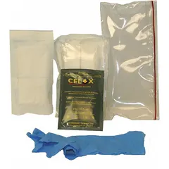 Single-person trauma kit containing 4 components, including an ABD Pad wound dressing, housed in a plastic bag. Suitable for emergency wound care in industrial and workplace settings.