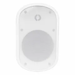 This 1-way powered wall-mount speaker has an 8 ohm impedance and is rated for outdoor locations. It measures 7 inches wide and 11 1/4 inches high. Suitable for public address, background music, or paging in covered patios, parking lots, and building exteriors.