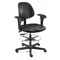 BEVCO Drafting Chair: Black, Plastic Material, Adj Arms Arm, 19 1/4 in Seat Wd, 17 1/2 in Seat Dp (MPN 7301D-AA-3750S/5)