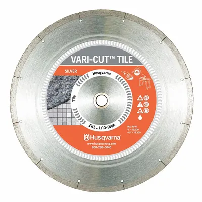 HUSQVARNA Diamond Saw Blade: Tile, 10 in Blade Dia., 5/8 in Arbor Size, Wet, Better - Tile-Cutting Blades