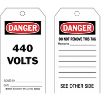 Danger Tags: Black/Red/White, Cotton String, 100 Tags, Electrical Hazard, 100 PK (MPN 86650)