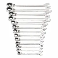 GEARWRENCH Combination Ratcheting Wrench Set: Alloy Steel, Full Polish Chrome, Std, 12-Point Box End (MPN 9509N)