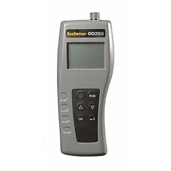 Handheld meter for measuring dissolved oxygen concentration and temperature in water. Measures DO up to 200% saturation with 0.1% resolution and accuracy of ±2% of reading or ±2% air saturation. Temperature accuracy is ±0.3°C ±1 digit. Includes battery.