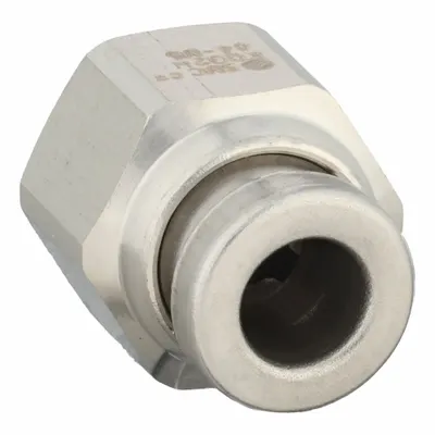 SMC Push-Fit Adapter Fitting: 4 mm OD x 5 mm OD Size, Push-to-Connect x Metric - Stainless Steel Tube Fittings