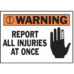 Adhesive-mounted polyester signs, 5 in x 5 in, supplied in packs of 5. Not retroreflective and not glow-in-the-dark. Suitable for indoor use where a non-reflective visual warning is needed, such as on walls, machines, or equipment.