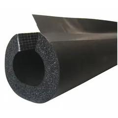 This 6 ft Buna-N/PVC straight tube insulation has a 2 in inner diameter and 1/2 in thickness. It features a slit with adhesive and flap for secure closure. The black, plenum-rated material provides thermal and condensation control for HVAC and plumbing piping systems.