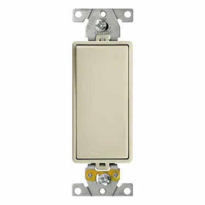 LEVITON Wall Switch: Rocker Switch, Single Pole, Maintained, Ivory, 120/277V AC - Rocker Wall Switches