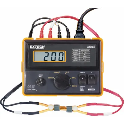 EXTECH Milli Ohmmeter: 200 microohm to 2 kiloohm, Digital - Milli- & Micro-Ohm Meters