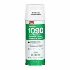 3M Fastbond 1090 is a low-VOC, low-odor, high-tack spray adhesive in an 8.2 fl oz can. It delivers a mist spray pattern and bonds laminate and plastics. The off-white adhesive is water-resistant and heat resistant, complying with OSHA 29 CFR 1910.1200. Typical applications include woodworking and carpentry tasks such as countertop lamination, panel assembly, and veneer work.
