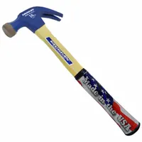 This 16 oz. curved-claw hammer features a rust-resistant steel head and a fiberglass handle with a textured grip for reduced vibration and improved control. With a 13-inch overall length, it is suited for driving and pulling nails in framing, carpentry, and general construction tasks