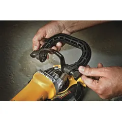 Replacement bail-style handle for angle grinders. Provides an auxiliary grip point to improve control and stability during grinding, cutting, and surface preparation tasks. Designed for use with compatible DEWALT grinders.