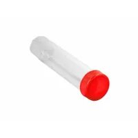 This 50 mL centrifuge tube is made from polypropylene copolymer (PPCO) for chemical resistance and strength. It features a natural body, red closure, and graduated markings for volume measurement. Suitable for general laboratory centrifugation applications