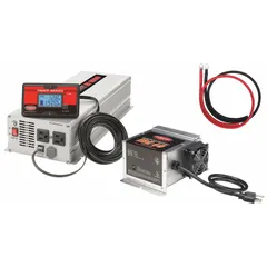 This TUNDRA multi-unit inverter with battery charger converts 10.5 to 15V DC input to 120V AC modified sine wave output with 3000W peak power. It also charges batteries from 105 to 130V AC input, delivering 13.2V to 14.4V output. Suitable for off-grid, RV, marine, and backup power applications.