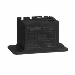 Surface-mounted relay from the 9A Power Series with panel flange mounting. Features SPST-NO contact configuration, 12V DC coil, and 30 A operating current at 240V AC. Electrical connection via Faston terminals with 4 pins. Suitable for switching high-current loads in industrial control panels, HVAC systems, and automation equipment.