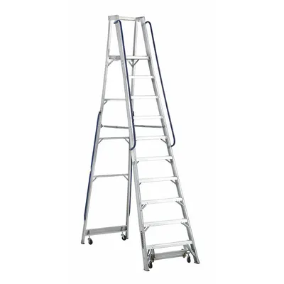 LOUISVILLE LADDER AP5010 Rolling Lightweight Aluminum Platform Stepladder - Rolling Lightweight Aluminum Platform Stepladders