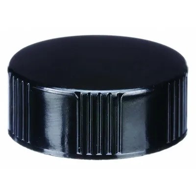KIMBLE Cap: 27 mm Dia, Black, Phenolic, LDPE, 24-400 mm Screw Closure Size, Narrow Mouth Size - Screw On Caps