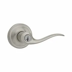 Office lever lockset in satin nickel-plated zinc finish. ADA compliant for accessible operation. Suitable for standard commercial door applications where a rose design with no message is desired. Not ligature-resistant.