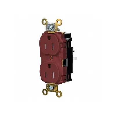 HUBBELL Receptacle: Duplex, 5-15, Red, 125V AC, 15 A, 2 Pole / 3 Wire (MPN HBL5262STRTR) - General Purpose Receptacles
