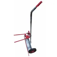 This hand truck is designed for moving student desks and tables in educational or institutional settings. It supports one desk at a time, featuring a single-handle design and 8-inch diameter rubber wheels for maneuverability and floor protection