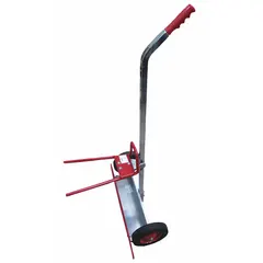 This hand truck is designed for moving student desks and tables in educational or institutional settings. It supports one desk at a time, featuring a single-handle design and 8-inch diameter rubber wheels for maneuverability and floor protection.