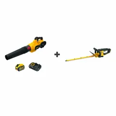 This combination kit includes a blower and hedge trimmer powered by a 20V MAX* battery system with 9.0 Ah capacity. The blower delivers a maximum air speed of 125 mph, suitable for clearing leaves and debris. The hedge trimmer is designed for trimming and shaping hedges and shrubs. Used for outdoor property maintenance, landscaping, and gardening tasks requiring cordless mobility.