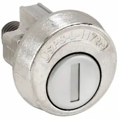 Keyed cam lock with keyed-different configuration, constructed from stainless steel with a nickel finish. Each lock is supplied with a unique key. Suitable for use in cabinets, enclosures, and panel doors requiring varied keying.