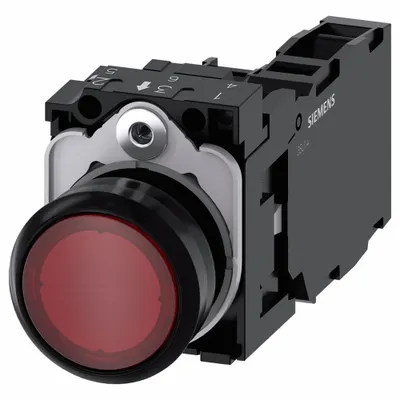 Siemens Illuminated Push Button: Illuminated, Flush Profile, Non-Metallic, 22 mm - Illuminated Flush-Mount Push Buttons