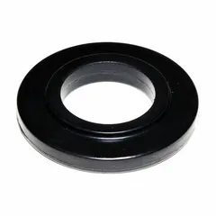 Valve seat for use in industrial diaphragm pumps. Provides a sealing surface to prevent backflow and ensure efficient fluid handling. Constructed from Buna-N material, offering resistance to oils, fuels, and moderate chemicals. Suitable for water treatment, chemical processing, and general manufacturing applications.