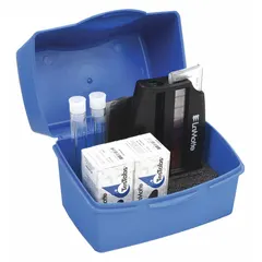 This water quality test kit measures nitrate-nitrogen levels in water over a range of 1 to 15 ppm with a sensitivity of 1.0 ppm. It includes an Octa-Slide Viewer with Slide Bar and provides 50 tests. Typical applications include environmental monitoring, agriculture, and wastewater treatment.