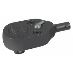 Square ratcheting torque wrench head with 3/8 in drive size and 3 1/16 in overall length. Designed for use with compatible torque wrench handles to apply controlled torque to fasteners in assembly, maintenance, and repair tasks.