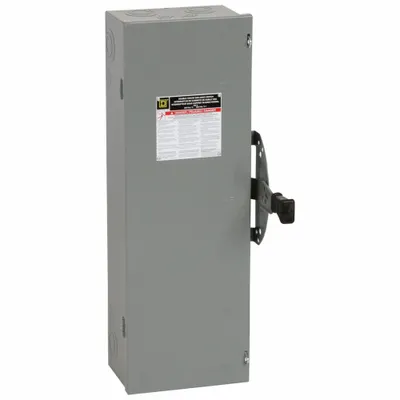 SQUARE D Safety Switch: Non-Fusible, 100 A, Three Phase, 240V AC, Galvanized Steel - Non-Fusible Safety Switches