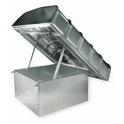 Dayton Roof Vent Hood: 3,591 cfm @ 0.100 in SP, Steel, Galvanized, 48 in Hood Lg - Roof Vent Hoods