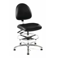 sk Chair Ergonomic ESD Task Chair: Vinyl, Armless, Ht Range 21 1/2 in to 31 1/2 in, 20 in Seat Wd (MPN 9551M-E-BKV)