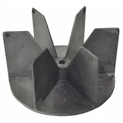 This Dayton radial blade blower wheel is constructed of aluminum and features a 10 7/8 in diameter with a 5/8 in bore. It supports both clockwise and counterclockwise rotation, has a maximum speed of 1,750 RPM, and includes set screws. Suitable for use in HVAC and industrial air-moving systems where a 10 7/8 in wheel is required.