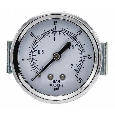 PIC GAUGES U-Clamp Panel-Mount Pressure Gauge - U-Clamp Panel-Mount with Copper Wetted Parts