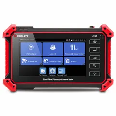 The TRIPLETT CamView IP Pro 5 is a test/video transmission tool for TVI camera systems, featuring an LCD touchscreen and RJ45 input. It supports AHD, CVI, and TVI formats, enabling field technicians to verify video transmission and PTZ control during installation or troubleshooting.