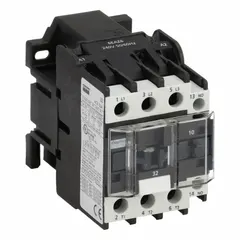 This 3-pole IEC contactor is rated for 32 A and features a 240V AC coil with three normally open (NO) contacts. It is designed for non-reversing motor control applications such as conveyors, pumps, and compressors. The contactor does not include integrated surge suppression.