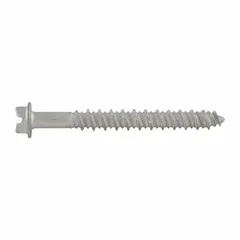 This hex-head concrete anchor screw is designed for fastening into concrete, brick, or block. It features a pointed tip for easy starting, a Stalgard® corrosion-resistant finish, and case-hardened steel construction. The screw is removable and supplied in a 1,000-piece pack.