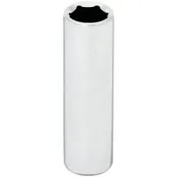 WESTWARD Socket: SAE, 1/4 in Drive Size, 7/16 in Socket Size, 6-Point, Deep, Chrome, 2 in Overall Lg (MPN 53YR27)