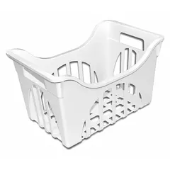 Replacement basket for Whirlpool refrigerators and freezers. Organizes and stores food items securely within the appliance. Suitable for residential and commercial refrigeration maintenance and repair.