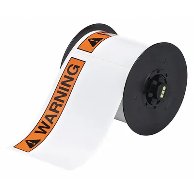 BRADY Pre-Cut Label Stock Roll: Warning, WARNING Header, 2 1/4 in x 3 in, 2 1/4 in - Brady Warning Precut Label Rolls