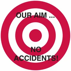 This 2-inch diameter non-reflective label is designed for universal application on hard hats. Printed in English, it promotes a no-accidents safety message. Supplied in a standard 4-pack, it is suitable for use in industrial environments such as construction sites, manufacturing plants, and warehouses to reinforce safety culture.