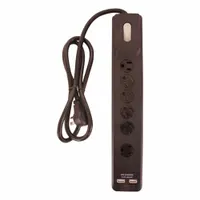 WOODS Surge Protector: 6 Outlets, 4 ft Cord Lg, 1,780 J Rated Energy, 15 A Current, Black, 5-15P (MPN 41495)