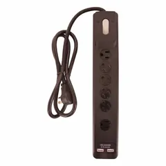 General-purpose surge protector with 6 outlets, 4 ft power cord, 1780 J energy rating, and 15 A current capacity. Features a 5-15P plug and non-mounting design in black. Suitable for protecting electronics in home offices, entertainment centers, and light commercial settings.