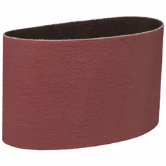 Ceramic abrasive belt with YF weight polyester backing, 80 grit, 3 1/2 in width by 15 1/2 in length. Designed for grinding and finishing stainless steel and soft metals in industrial metalworking applications. Supplied in a 50-pack.