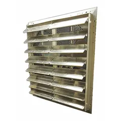 This 30-inch shutter-mount exhaust fan features a 1/3 hp totally enclosed air-over motor, single speed, and delivers 5090 cfm at 115V AC single-phase. The aluminum construction is suited for general industrial ventilation to remove heat, fumes, or stale air.