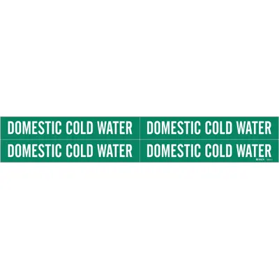 BRADY Pipe Marker: Domestic Cold Water, Green, White, Fits 3/4 to 2 3/8 in Pipe O.D. - Domestic Cold Water Adhesive Pipe Markers